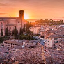 Amazing view over Siena in Tuscany on a sunset